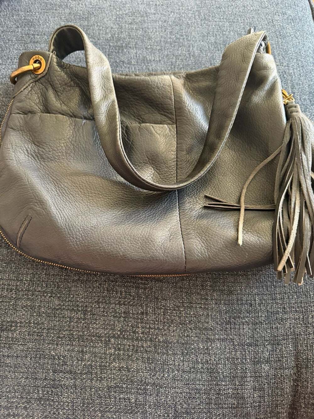 Hobo The Original Black Leather Shoulder Bag with Tassel